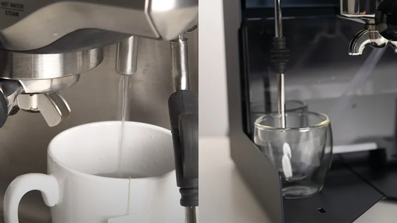 both features a hot water dispenser