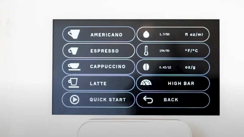 the terra kaffe's adjustable settings
