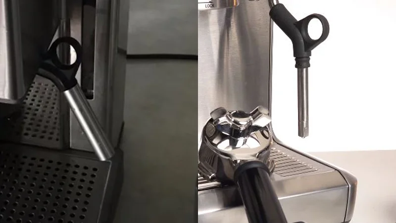the infuser's wand (left) can rotate 360 degrees